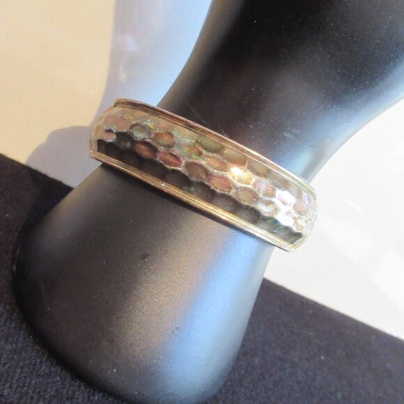 Vintage, Copper Clip on Bangle Bracelet, Multi faceted, Hammered, Hexagon - Picture 2 of 8